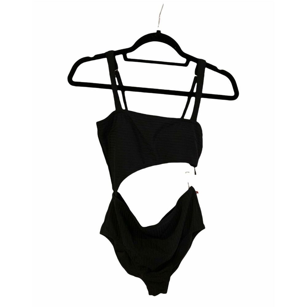 NWT! Shade and Shore Ribbed Cut Out One Piece Black XS